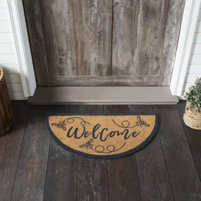 Vhc Brands Buzzy Bees Coir Welcome Rug Half Circle 16.5x33 In Gray;tan