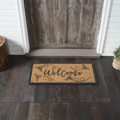 Vhc Brands Buzzy Bees Coir Welcome Rug Rect 17x36 In Gray;tan