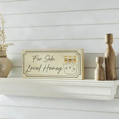 Vhc Brands Buzzy Bees For Sale Local Honey Mdf Wall Sign 7x16x1 In White;gray;yellow