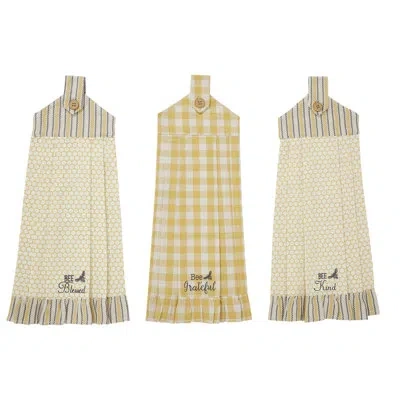 Vhc Brands Buzzy Bees Kitchen Towel In Gray;yellow;cream