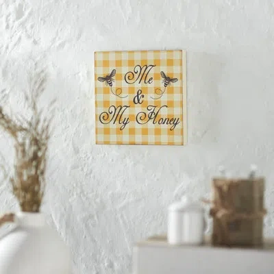 Vhc Brands Buzzy Bees Me & My Honey Mdf Block Sign 8x8x1 In White;gray;yellow