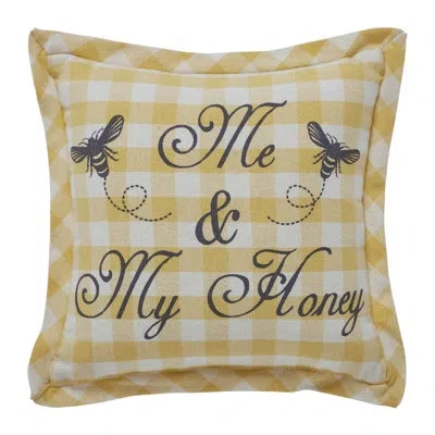 Vhc Brands Buzzy Bees Me & My Honey Pillow 9x9 In Gray;yellow;cream