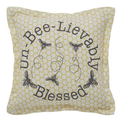 Vhc Brands Buzzy Bees Un-bee-lievably Blessed Pillow 9x9 In Gray;yellow;cream
