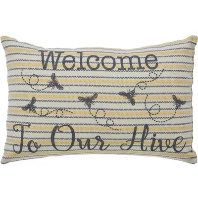 Vhc Brands Buzzy Bees Welcome To Our Hive Pillow 9.5x14 In Gray;yellow;cream