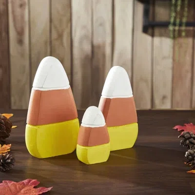 Vhc Brands Candy Corn Decor Set Of 3 Sizes In Yellow;orange;white