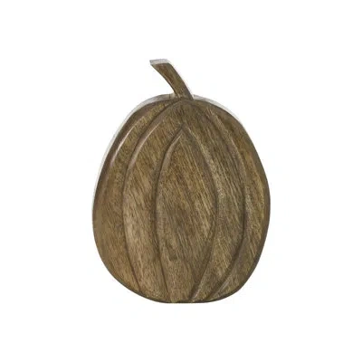 Vhc Brands Carved Wooden Pumpkin Distressed 1.5 In Tan
