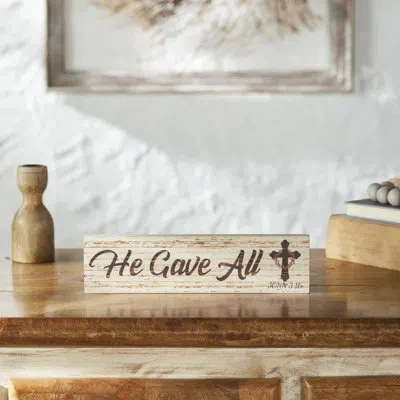 Vhc Brands Celebrate Grace He Gave All W/ Crown Of Thorn On Cross Mdf Wall Sign 2.75x11x0.75 In Brown;gray;cream