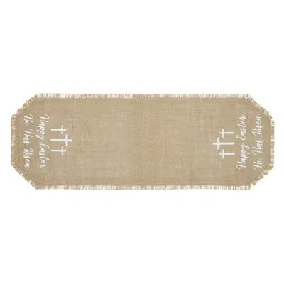 Vhc Brands Celebrate Grace Jute Burlap Happy Easter Runner In Cream;tan