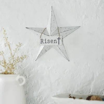 Vhc Brands Celebrate Grace Metal Star W/ Risen Tag 12x12 In White;gray