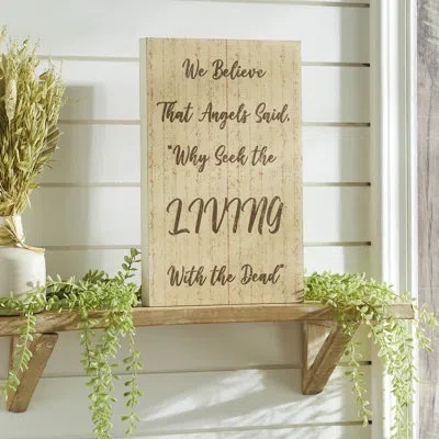 Vhc Brands Celebrate Grace We Believe That Angels Said Mdf Wall Sign 14x9x1 In Brown;cream