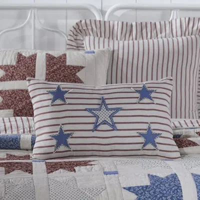 Vhc Brands Celebration Star Applique Pillow In Blue;red;cream