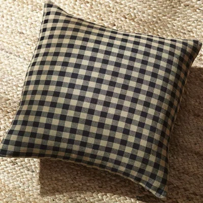 Vhc Brands Check Square Pillow Cover & Insert In Khaki