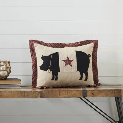 Vhc Brands Cider Mill Primitive Pig Cotton Lumbar Pillow In Black;red;tan