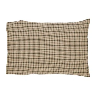 Vhc Brands Cider Mill  136 Thread Count Plaid 100% Cotton Pillowcases In Brown;green;tan