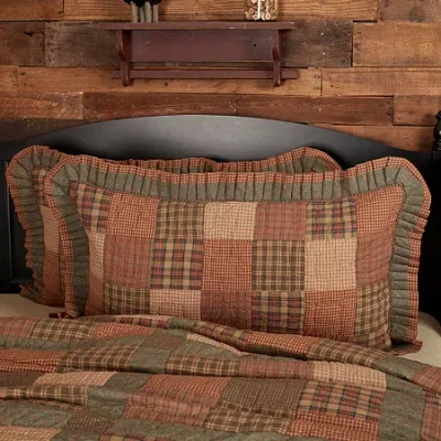 Vhc Brands Cinnamon Plaid Reversible Pillow Sham In Green