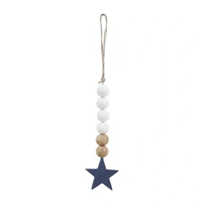 Vhc Brands Classic Easter White & Natural Beads Blue Star Ornament 6x2 In Blue;white;tan
