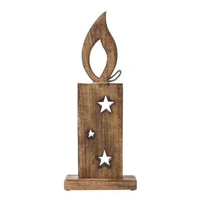 Vhc Brands Classic Easter White Flame Natural Candle W/ Stars Wooden Figurine In Brown;white