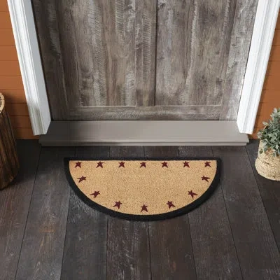 Vhc Brands Connell Coir Rug Half Circle 16.5x33 In Black;red;tan