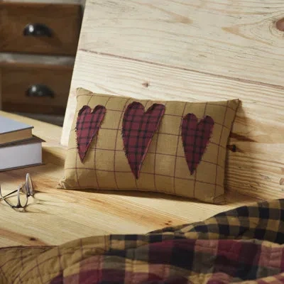 Vhc Brands Connell Heart Pillow 9.5x14 In Black;red;tan