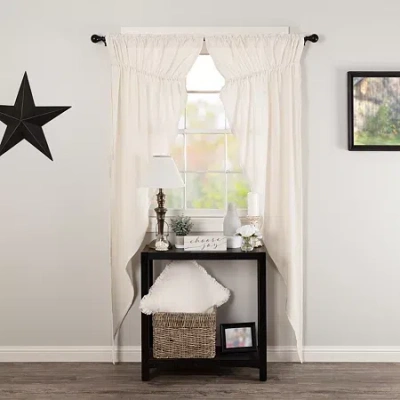 Vhc Brands Cotton Burlap Prairie Rod Pocket Light-filtering Set Of 2 Curtain Panel In White