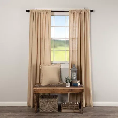 Vhc Brands Cotton Burlap Rod Pocket Light-filtering Set Of 2 Curtain Panel In Brown