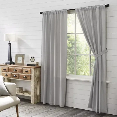 Vhc Brands Cotton Burlap Rod Pocket Light-filtering Set Of 2 Curtain Panel In Gray