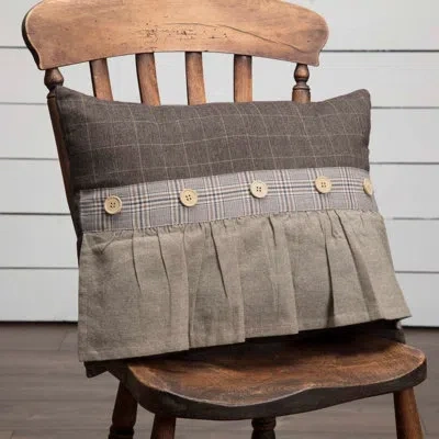 Vhc Brands Cotton Plaid Lumbar Pillow In Black;gray;cream