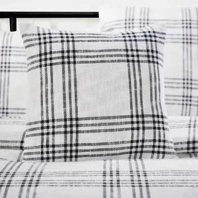 Vhc Brands Cotton Plaid Throw Pillow In Black;white