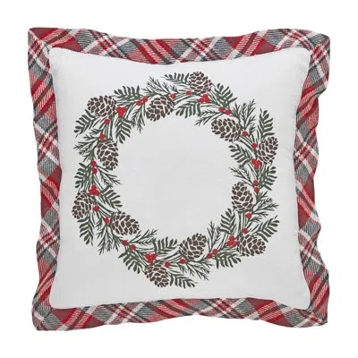 Vhc Brands Cotton Throw Square Pillow Cover & Insert In White;gray;red