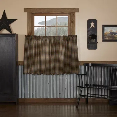 Vhc Brands Country Check 2-pc. Rod Pocket Window Tier In Black