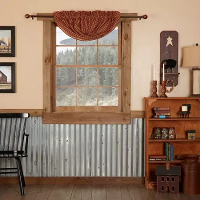 Vhc Brands Country Check Light-filtering Rod Pocket Single Balloon Shade In Red