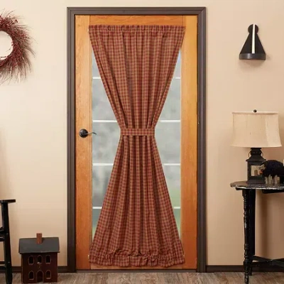 Vhc Brands Country Check Light-filtering Rod Pocket Single Door Panel Curtain In Red