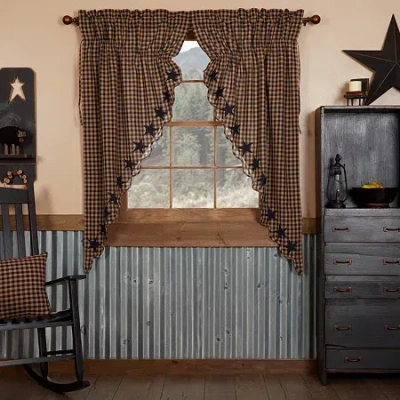 Vhc Brands Country Star Prairie Rod Pocket Embellished Light-filtering Set Of 2 Curtain Panel In Blue