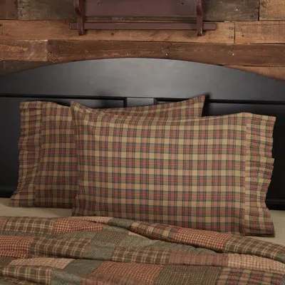 Vhc Brands Crosswoods Plaid 100% Cotton Pillowcase In Blue;red;tan