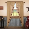 Vhc Brands Ctn Burlap Star Prairie Rod Pocket Embellished Light-filtering Set Of 2 Curtain Panel In Red