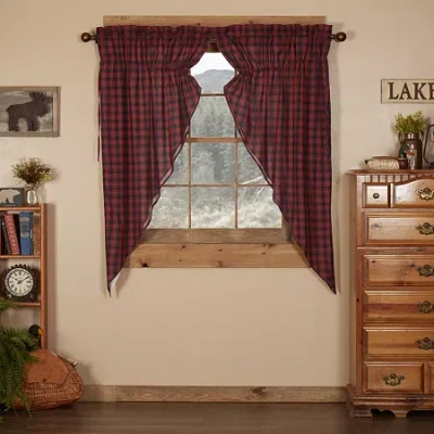 Vhc Brands Cumberland Prairie Rod Pocket Light-filtering Set Of 2 Curtain Panel In Red