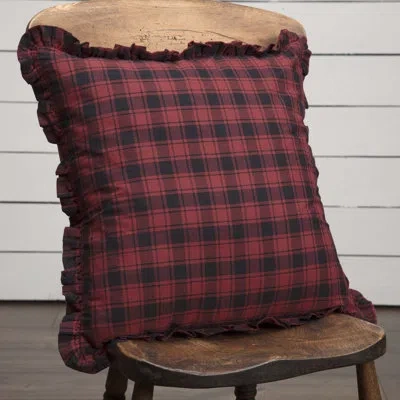Vhc Brands Cumberland Square Pillow Cover & Insert In Black;red