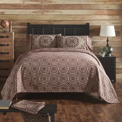 Vhc Brands Custom House Cotton Blend Waffle Coverlet In Tan,red
