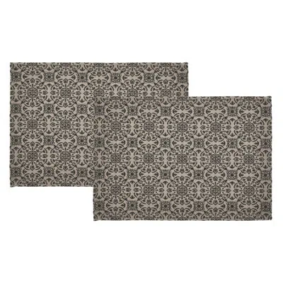 Vhc Brands Custom House Geometric Rectangle Placemat In Tan,black