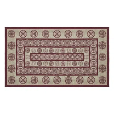 Vhc Brands Custom House Indoor/outdoor Area Rug With Non-slip Backing In Red;tan