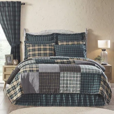 Vhc Brands Dajan Pine Green Standard Cotton Reversible Quilt In Black;green;tan