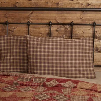 Vhc Brands Dawson Star Plaid 100% Cotton Pillowcase In Brown;tan