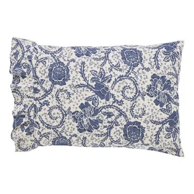 Vhc Brands Dorset Navy 52 Thread Count Floral 100% Cotton Pillowcase In Blue;cream