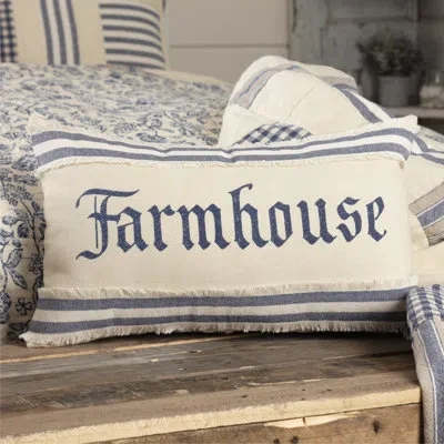 Vhc Brands Doylestown Farmhouse Pillow Cover 20lx12w In Blue