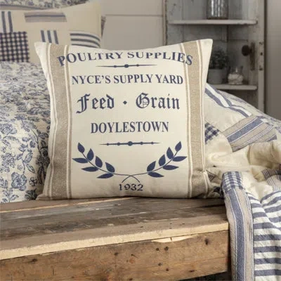 Vhc Brands Doylestown Nyce Supply Yard Pillow Cover 18lx18w In Blue