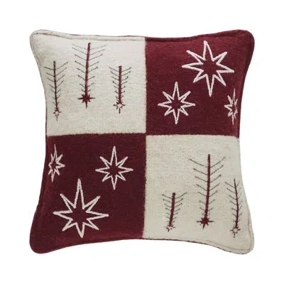 Vhc Brands Embroidered 100% Felt Shell, Polyester Lining, Polyester Pillow Fill Throw Pillow In Red;cream