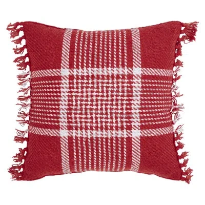 Vhc Brands Eston Fringed 70% Cotton / 30% Cotton Polyester Blend Shell, Polyester Lining, Polyester Pillow Fill In White;red