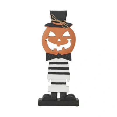 Vhc Brands Fancy Wooden Jack-o-lantern 17.5x7.5x2 In Orange;black;white