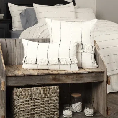 Vhc Brands Farmcloth Stripe Body Pillow Cover 54lx20w In Cream