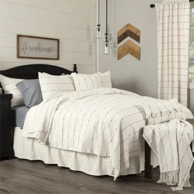 Vhc Brands Farmcloth Stripe Queen Coverlet In Cream